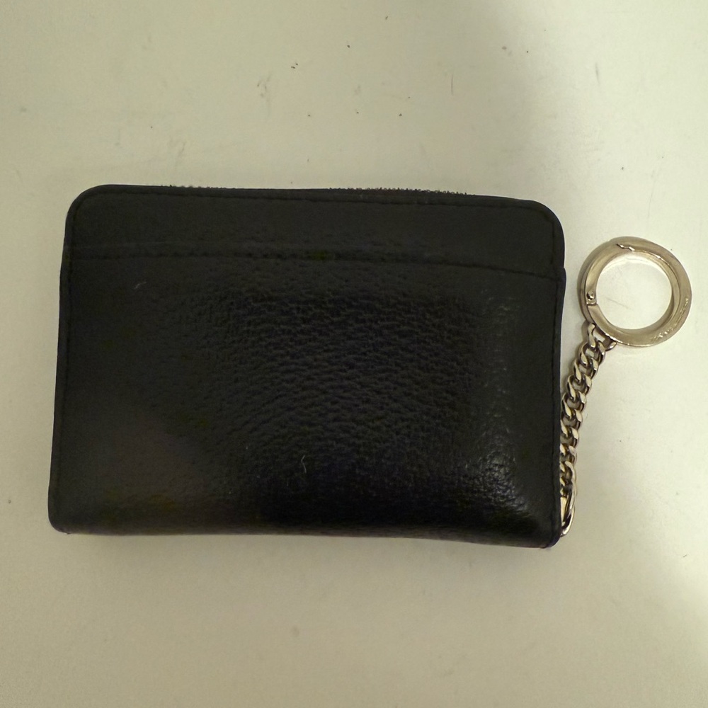 Kate Spade Jeanne Black Leather Zip Around Wallet Key Chain Ring Small - Picture 5 of 7